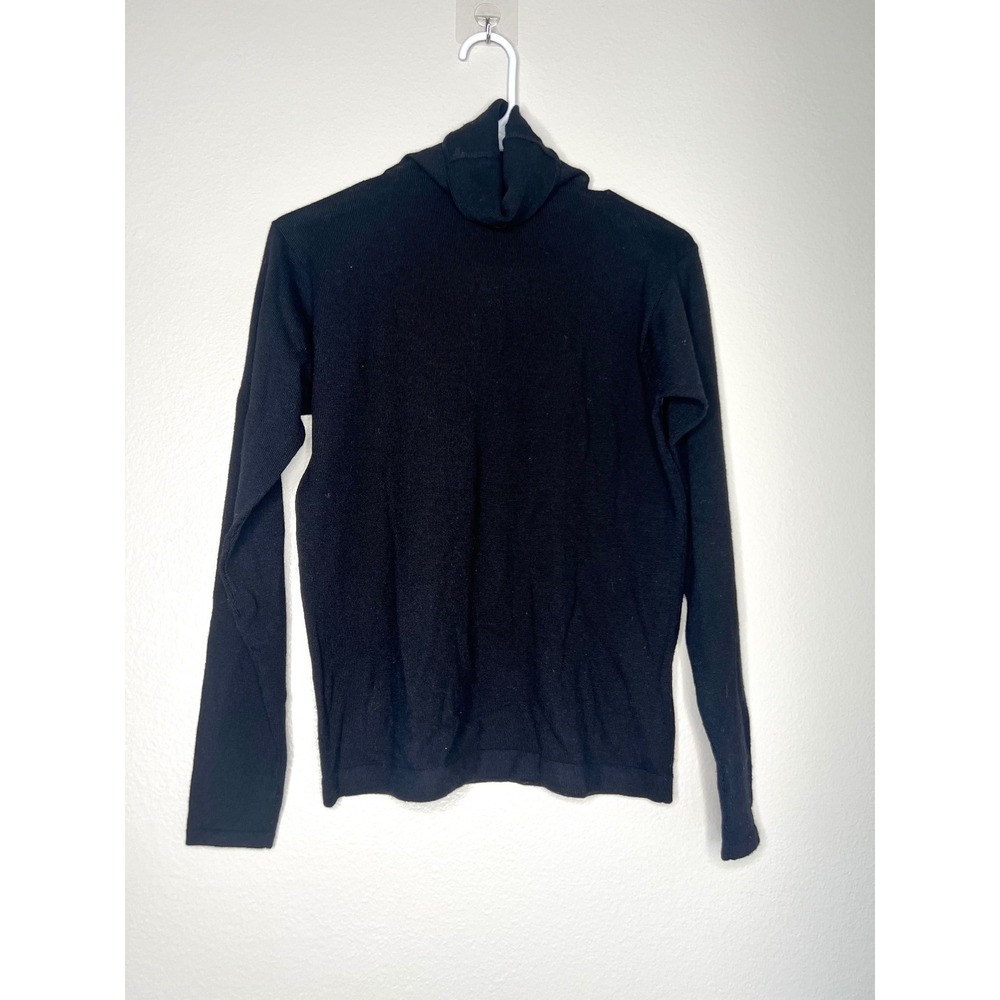 Ellen Tracy Vintage  Black 100% Wool Turtleneck Sweater Size S